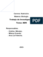 Carrera: Nutrición. Materia: Biología.: Trabajo de Investigación. Tema: ADN