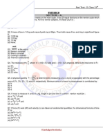 Physics: Part Test-01 Class 11