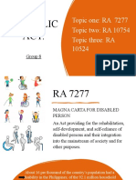 Republic Act.: Topic One: RA 7277 Topic Two: RA 10754 Topic Three: RA 10524