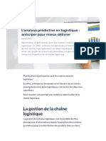 L'analyse Prédictive en Logistique - Anticiper Pour Mieux Délivrer