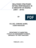 Public Relations Strategies and Marketing Performance in The GSM Industry in Nigeria - OLUJIE CHINANU MABEL