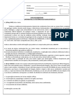 Lista Exercícios (PARTE 1) Deriva Continental e A Tectônica de Placas