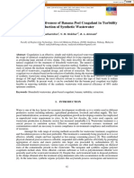 Study On The Effectiveness of Banana Peel Coagulant in Turbidity Reduction of Synthetic Wastewater