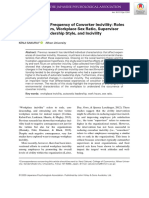 Changes in The Frequency of Coworker Incivility - Roles of Work Hours, Workplace Sex Ratio, Supervisor Leadership Style, and Incivility