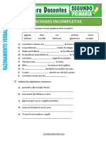 Ejercicios de Oraciones Incompletas para Segundo de Primaria