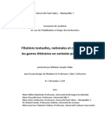 Filliations Textuelles, Nationales Et Culturelles - Les Genres Littéraires en Contexte Postcolonial