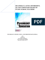 Mental Health Literacy, Level of Stressful Experiences and Coping Strategies of Elementary School Teachers