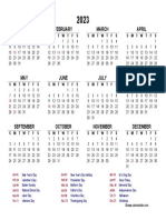 2023 Yearly Calendar Template Excel 22