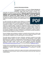 Aviso de Privacidad Integral Primera Secretaria