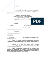 FORM 101 For Sum of Money - Basis of The Claim Is Promissory Note Executed by The Defendant