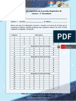 Ficha de Respuestas de Lectura 2° Secundaria