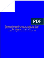 Cuestionario Autoinformado de Cribado Del TDAH (Trastorno Por Déficit de Atención/hiperactividad) Del Adulto-V1.1