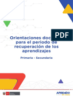 Orientaciones Docentes para El Periodo de Recuperación de Los Aprendizajes