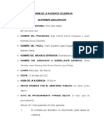 Informe de La Audiencia Celebrada