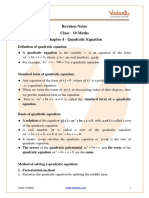 Class 10 Revision Notes Quadratic Equations