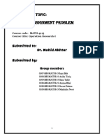 ASSIGNMENT PROBLEM (Hungarian Method)