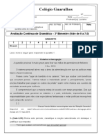 Avaliação Contínua de Gramática - 9º anoAeB-3ºBIM-2023