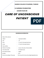 Lesson Plan On Care of Patient With Unconsciousness