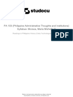 Pa 103 Philippine Administrative Thoughts and Institutions Syllabus Moraca Maria Michelle C