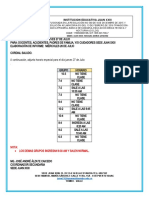 Horario Especial para Jueves 27 de Julio 2023