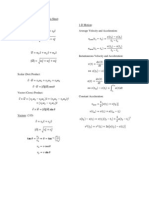 Freshman Physics Formula Sheet