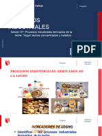 Procesos Industriales: Sesión 07: Procesos Industriales Derivados de La Leche: Yogurt Leches Concentradas y Helados