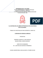 La Custodia de Los Libros de Protocolo de Los Notarios en El Salvador