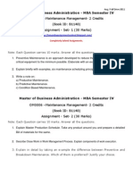 OM0006 - Maintenance Management-2 Credits (Book ID: B1148) Assignment - Set - 1 (30 Marks)