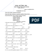 X Maths CH4 Quadratic Equations WS