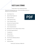 HACCP Plan Form Index