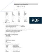 Worksheets With Answers: 1. Sources of Food