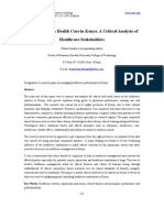 Ethical Issues in Health Care in Kenya. A Critical Analysis of Healthcare Stakeholders