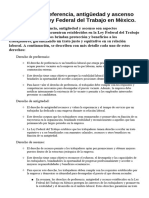 Derechos de Preferencia, Antigüedad y Ascenso Que Refiere La Ley Federal Del Trabajo en Mèxico.