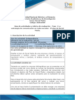 Guía de Actividades y Rúbrica de Evaluación - Unidad 1 - Fase 1 - La Estrategia de Comunicación en Redes Sociales - El Plan de Social Media.