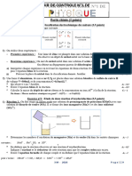 Devoir de Contrôle N°1 Avec Correction Physiques - 3ème - Docx Version 1