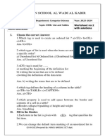 HTML List and Tables Worksheet2