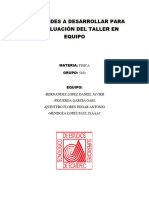 Actividades A Desarrollar para La Evaluación Del Taller en Equipo