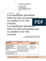 Sesión de Aprendizaje Religion Sacramentos