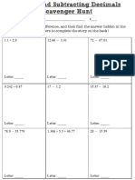 Adding and Subtracting Decimals Scavenger Hunt