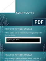 PYTHON BASIC SYNTAX Basic Syntax Comments Variables