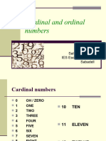 Cardinal and Ordinal Numbers: Salvador Orquín IES Escola Industrial Sabadell