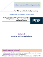 Lecture 2: Material and Energy Balance