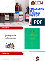 Preparation of A Chemical Register