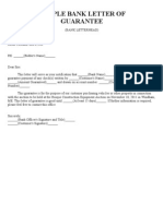 Sample Bank Letter