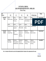 Lncte B. Tech.-Vi Sem Time Table For Mid Sem Test-April-2023