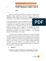 Cuidado de Enfermeria en El Pos Operatorio de Cáncer Urológico