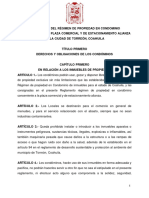 Reglamento Del Régimen de Propiedad en Condominio Concerniente A La Plaza Comercial y de Estacionamiento Alianza de La Ciudad de Torreón, Coahuila