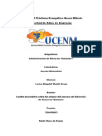 Cuadro Descriptivo Sobre Las Etapas Del Proceso de Selección de Recursos Humanos