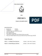 James Ruse 2020 Physics Prelim Yearly & Solutions