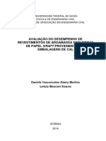 Avaliação Do Desempenho de Revestimentos de Argamassa Com Fibras de Papel Kraft Provenientes de Embalagens de Cal.